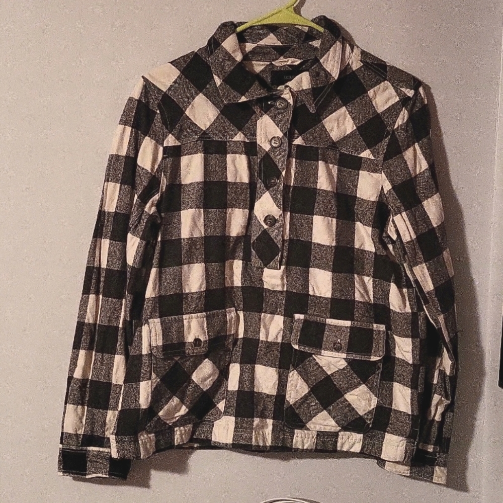 J Crew pull over with buttons  Buffalo check size M cotton/wool